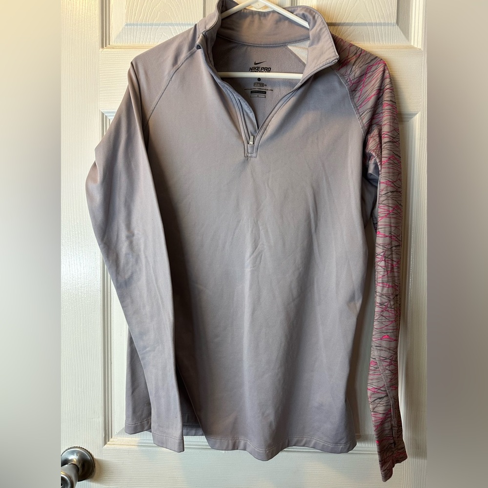 Nike Pro Women’s Gray and Pink Quarter Zip